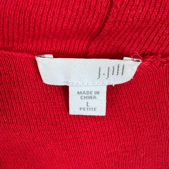 J. Jill Cotton Blend Red Cropped 3/4 Sleeve Lightweight Open Cardigan Size LP - Picture 4 of 5